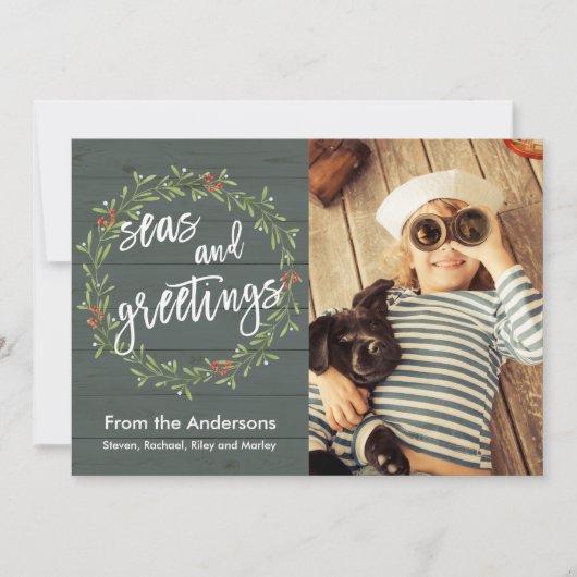 Zeeen en groeten kerstfoto feestdagenkaart (Voorkant)