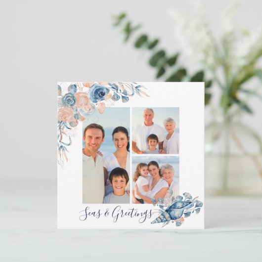 Zeeen en groeten Kerstmis 3 Foto (Staand voorkant)