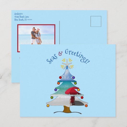 Zeeen en groeten Kerstmis Feestdagenkaart (Voorkant / Achterkant)
