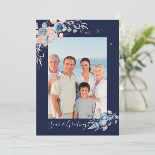 Zeeen en groeten Kerstmis Nautical Chic Photo (Staand voorkant)