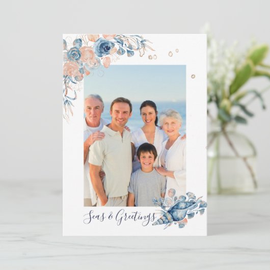 Zeeen en groeten Kerstmis Nautical Chic Photo (Staand voorkant)