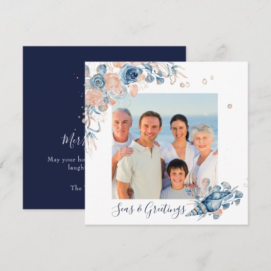 Zeeen en groeten Kerstmis Nautical Chic Photo (Voorkant / Achterkant)