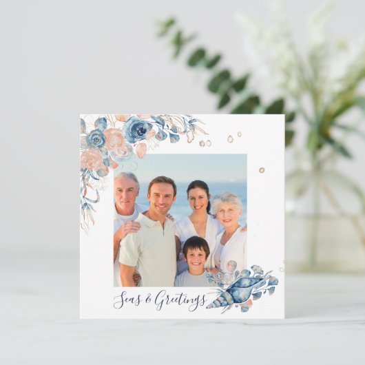 Zeeen en groeten Kerstmis Nautical Chic Photo (Staand voorkant)