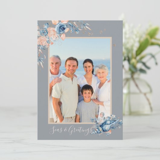 Zeeen en groeten Kerstmis Nautical Chic Photo (Staand voorkant)