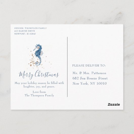 Zeeen en groeten Kerstmis Nautical Chic Photo Briefkaart (Achterkant)