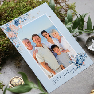 Zeeen en groeten Kerstmis Nautical Chic Photo Briefkaart