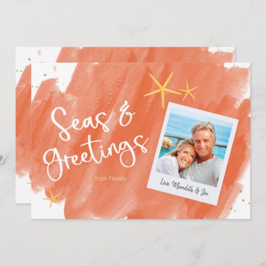 Zeeen en groeten Koraal- en Gold-Waterverf (Voorkant / Achterkant)