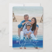 Zeeen en groeten - Kustblauwe oceaan - Foto Feestdagenkaart (Voorkant)