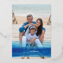 Zeeen en groeten - Kustblauwe oceaan - Foto Folie Feestdagenkaart