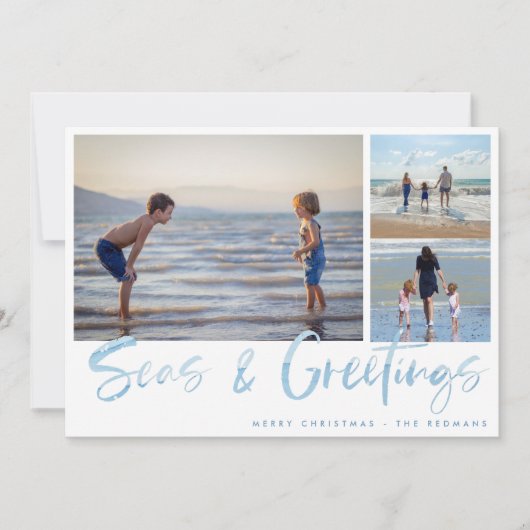 Zeeen en groeten Kustfamiliekaart Feestdagenkaart (Voorkant)
