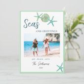Zeeen en groeten Kustkerst met foto Feestdagenkaart (Staand voorkant)