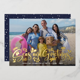 Zeeen en groeten | Nautical Holiday Foto Folie Feestdagenkaart