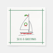 Zeeen en groeten Nautical Holiday Napkin Green