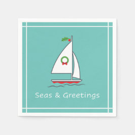 Zeeen en groeten Nautical Holiday Napkin Seafoam Servet