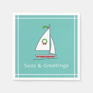 Zeeen en groeten Nautical Holiday Napkin Seafoam Servet