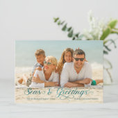 Zeeen en groeten Nautical Holiday Photo Card (Staand voorkant)