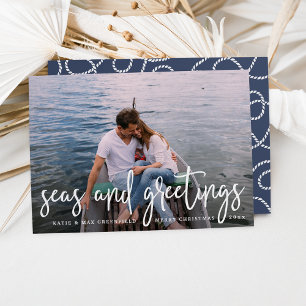 Zeeen en groeten   Nautical Holiday Photo Card Feestdagenkaart