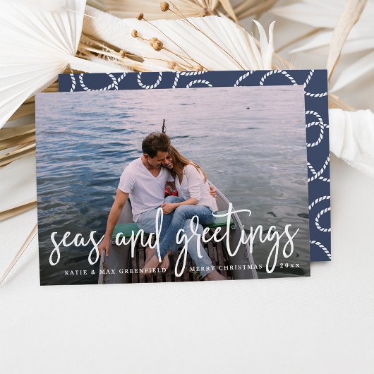 Zeeen en groeten | Nautical Holiday Photo Card Feestdagenkaart