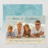Zeeen en groeten Nautical Holiday Photo Card Feestdagenkaart (Voorkant / Achterkant)