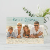 Zeeen en groeten Nautical Holiday Photo Card Feestdagenkaart (Staand voorkant)