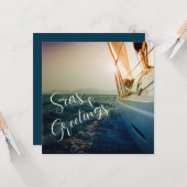 Zeeen en groeten Nautical kerstvakanay Kaart (Voorkant / Achterkant in situ)