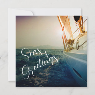 Zeeen en groeten Nautical kerstvakanay Kaart