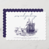 Zeeen en groeten Nautical Minimal Kerstmis Kaart (Voorkant / Achterkant)