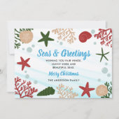 Zeeen en groeten Nautical Ocean Beach Blue Feestdagenkaart (Voorkant)