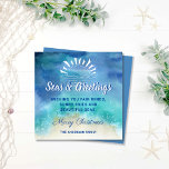 Zeeen en groeten Nautical Ocean Beach Holiday Feestdagenkaart<br><div class="desc">Stuur vakantiebezoekers naar familie en vrienden met deze stijlvolle vakantiekaart. Het ontwerp is voorzien van een aqua- en blauw waterverf-ontwerp met uw eigen naam en aangepaste groet - weergegeven met "Vrolijk kerstfeest". Ontwerp ©Rosalind Moore</div>