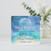 Zeeen en groeten Nautical Ocean Beach Holiday Feestdagenkaart (Staand voorkant)