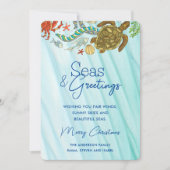 Zeeen en groeten Nautical Ocean Beach Kerstmis Feestdagenkaart (Voorkant)