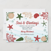 Zeeen en groeten Nautical Ocean Beach Red Feestdagenkaart (Voorkant)