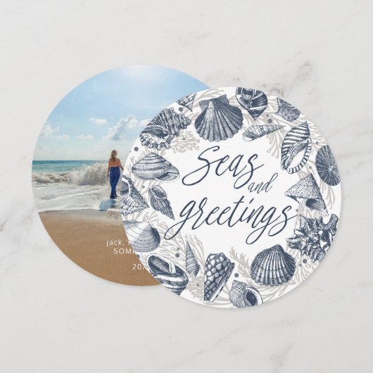 Zeeen en groeten | Nautical Seashell-fotokaart Kaart (Voorkant / Achterkant)