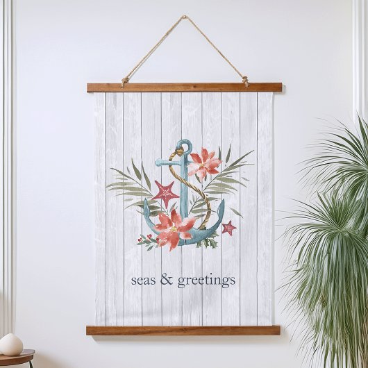 Zeeen en groeten | Nautische kerst Hangend Wandkleed