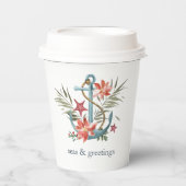 Zeeen en groeten | Nautische kerst Papieren Bekers (Voorkant)