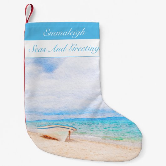 Zeeen en groeten: Nautische Vissende tas Kleine Kerstsok (Voorkant)