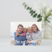 Zeeen en groeten Perzikfoto Kerstmis Feestdagenkaart (Staand voorkant)