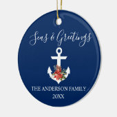 Zeeen en groeten Poinsettia Anchor PHOTO BACK Keramisch Ornament (Links)