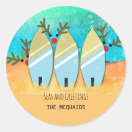 Zeeen en Groeten Rendier Coastal Ronde Sticker