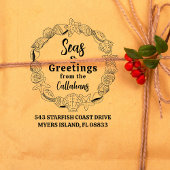 Zeeen en Groeten Retouradres Seashell Krans Rubberstempel