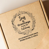 Zeeen en Groeten Retouradres Seashell Krans Rubberstempel