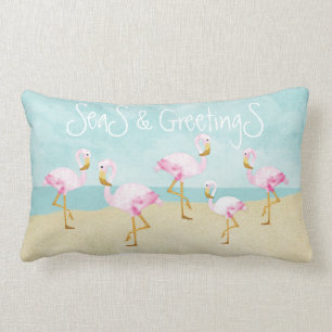 Zeeen en groeten Roze flamingos Kussen