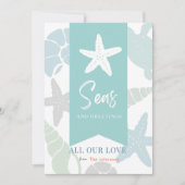 Zeeen en groeten Seashell Holiday Fotokaart Kaart (Voorkant)