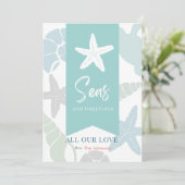 Zeeen en groeten Seashell Holiday Fotokaart Kaart (Staand voorkant)