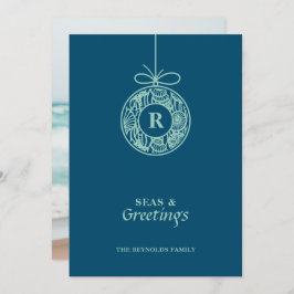 Zeeen en Groeten Seashell Ornament Feestdagenkaart