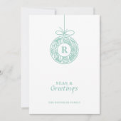 Zeeen en Groeten Seashell Ornament Feestdagenkaart (Voorkant)