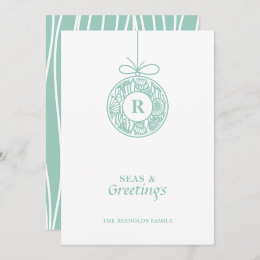 Zeeen en Groeten Seashell Ornament Feestdagenkaart (Voorkant / Achterkant)