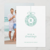 Zeeen en Groeten Seashell Ornament Feestdagenkaart (Voorkant / Achterkant)