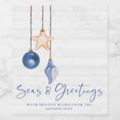 Zeeen en Groeten Seashell Ornament Kusthout Wijn Etiket (Enkel label)