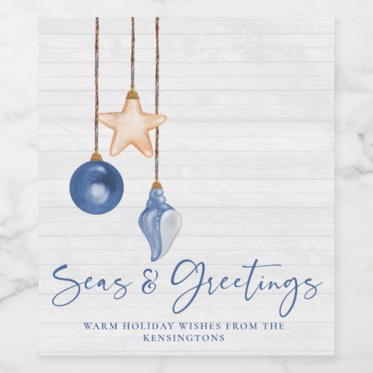 Zeeen en Groeten Seashell Ornament Kusthout Wijn Etiket (Enkel label)